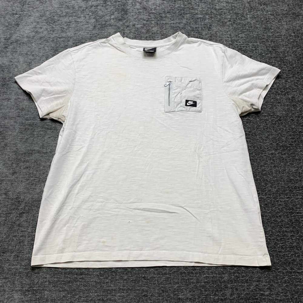 Nike T Shirt Mens Large White Cotton Logo Utility Cargo Zipper Pocket Sportswear
